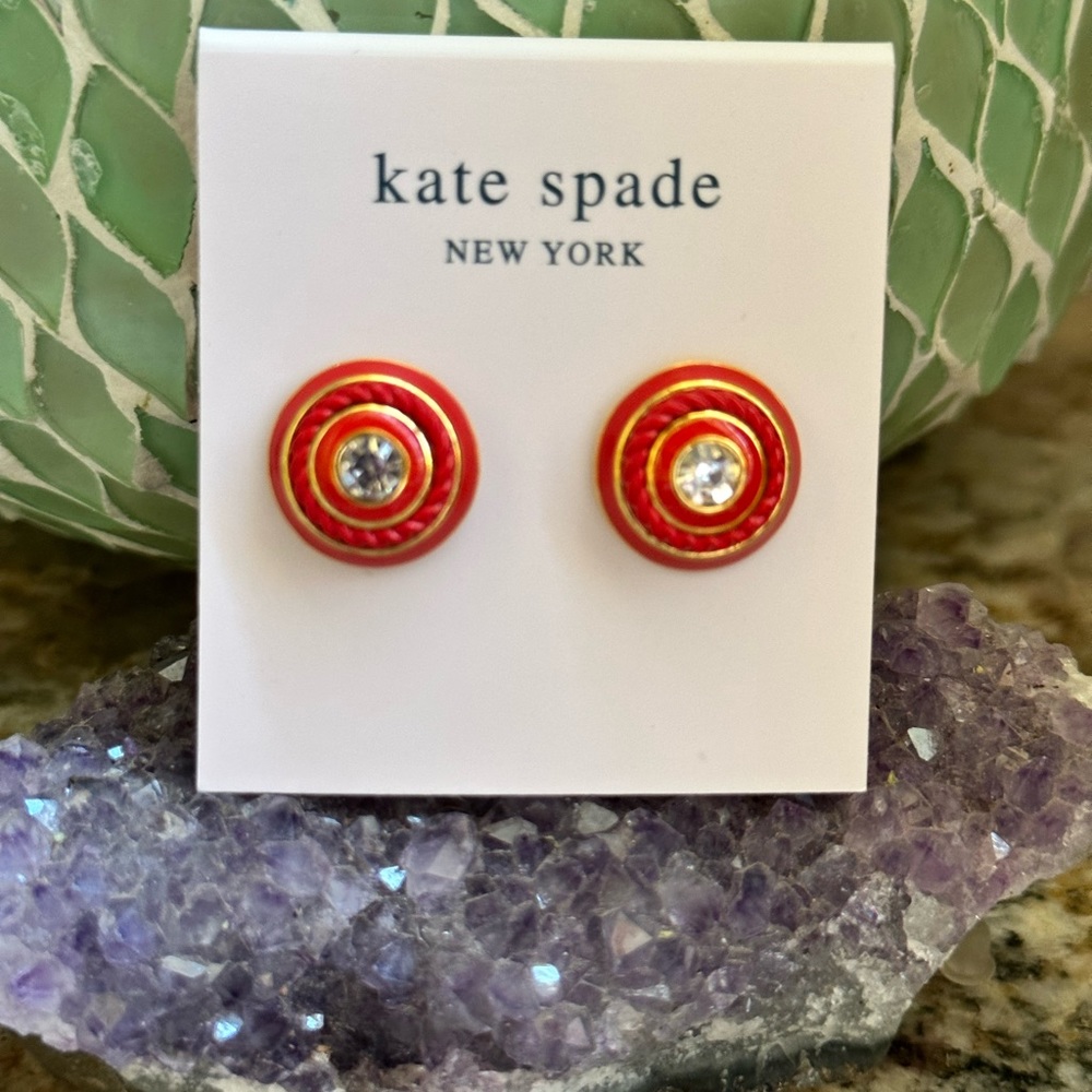 Kate Spade Red & Gold Gemstone Stud Earrings